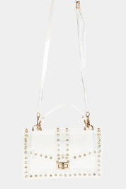 Transparent Rectangle Rhinestone Trim Bag