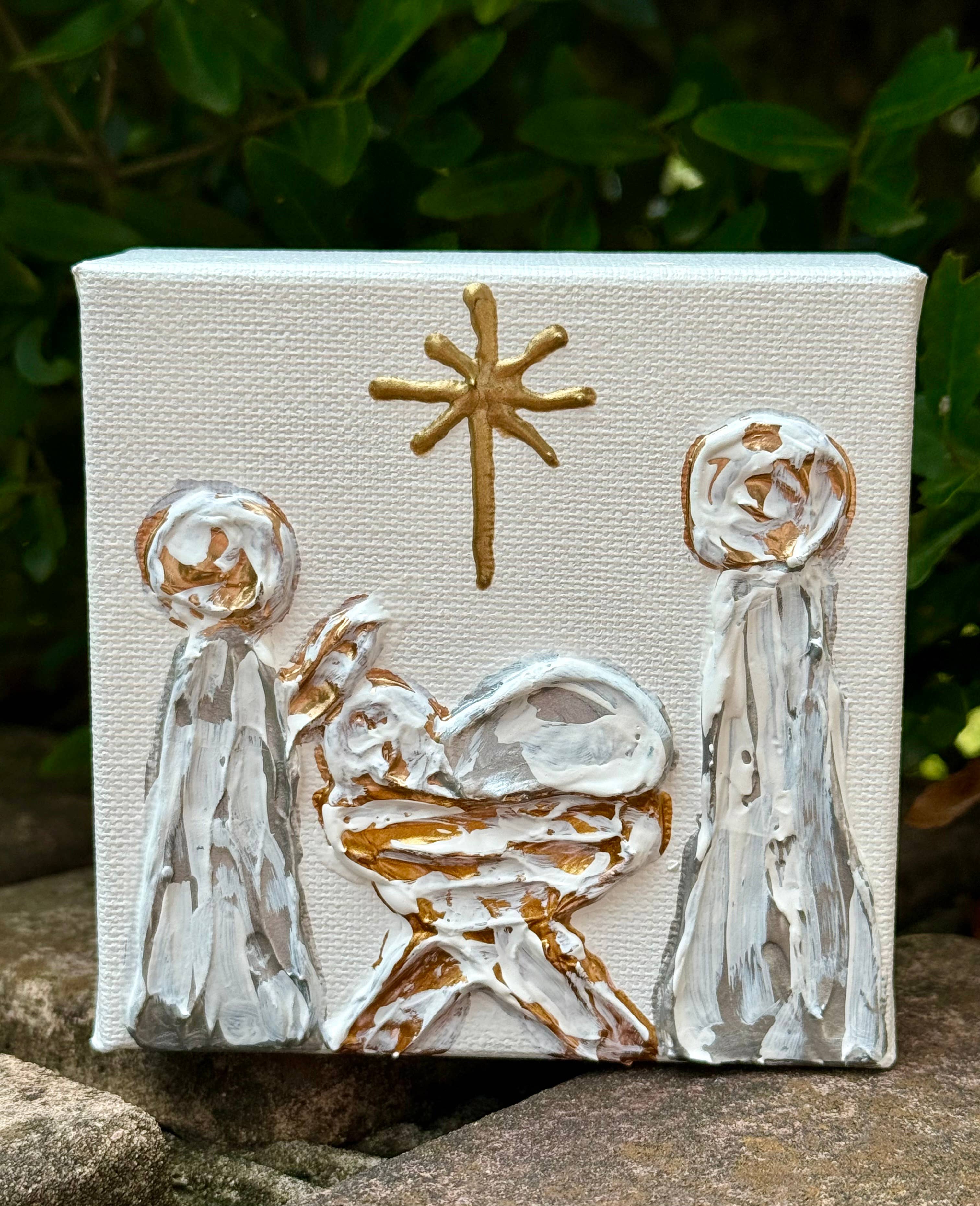 Silver Nativity Scene Painting