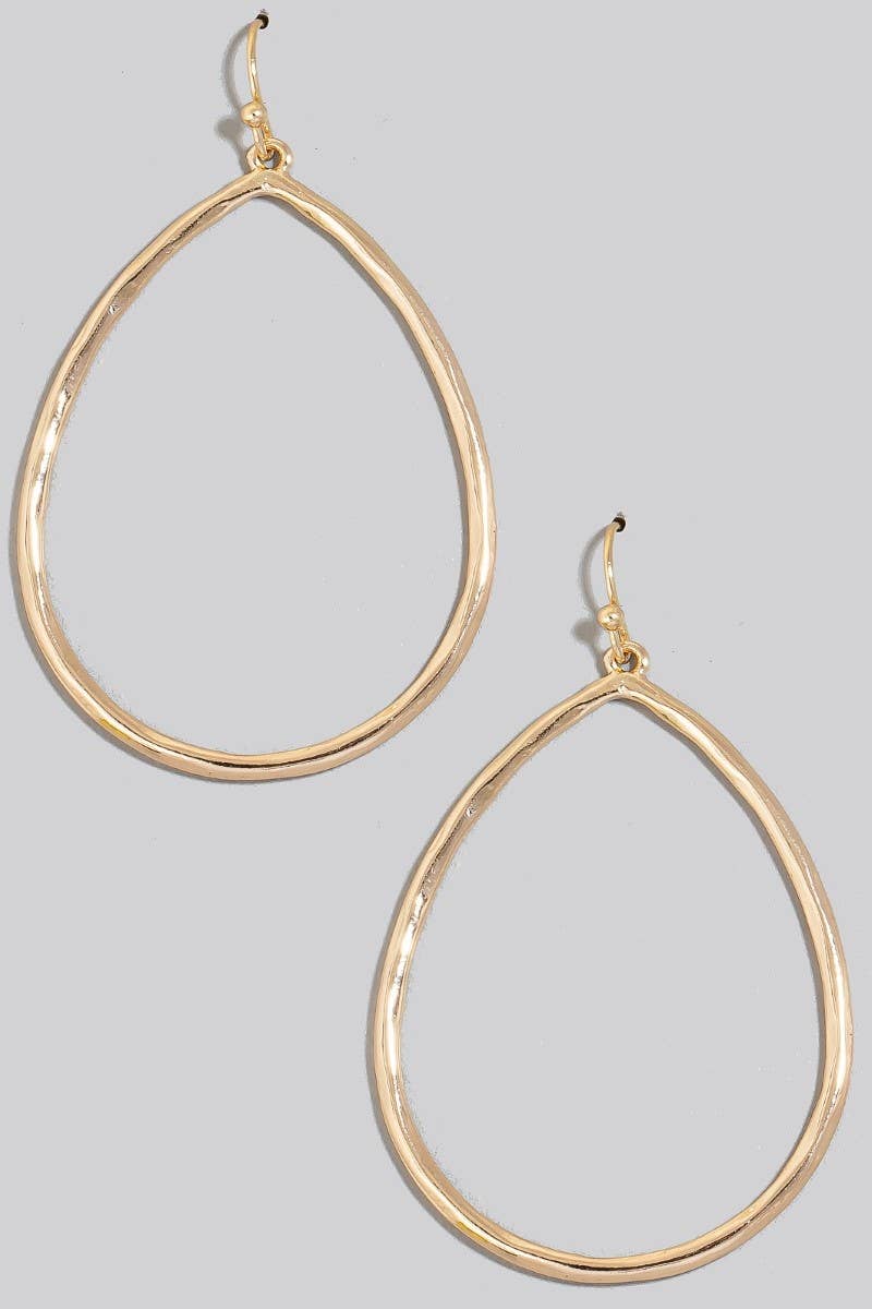 Hammered Metallic Tear Dangle Earrings