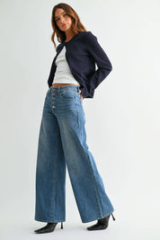 Relaxed Button Down Wide Leg