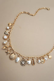 CHARM NECKLACE-SEA SHELL STARFISH PEARL CHARM