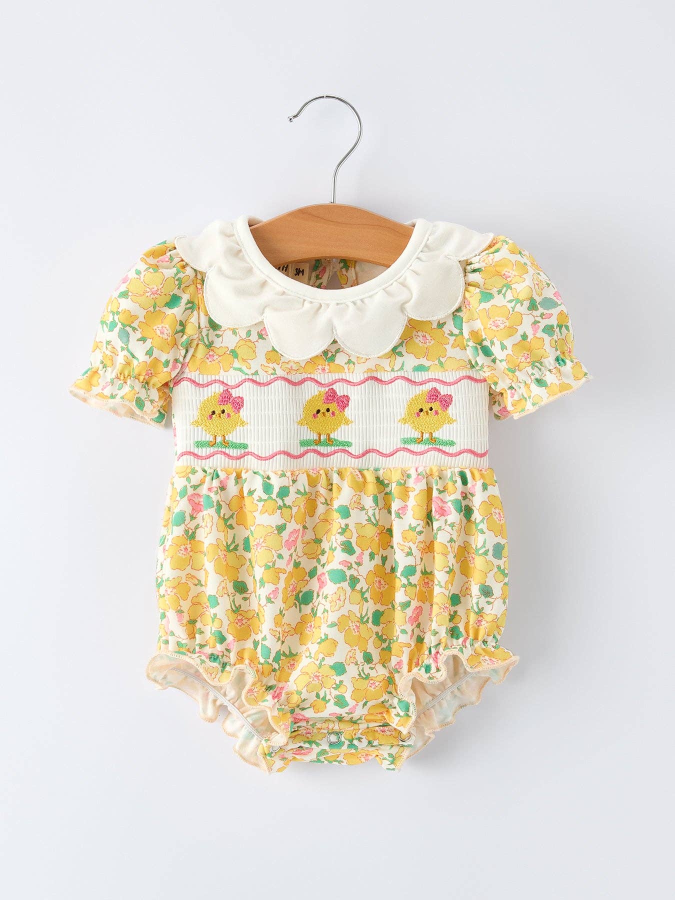 Yellow Easter Chick Baby Girl Romper