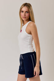 White USA Ribbed Tank Top