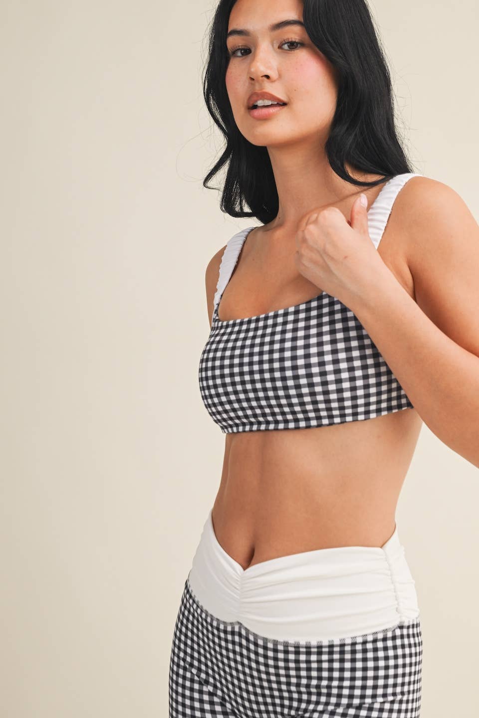 Black Gingham Sports Bra