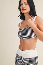 Black Gingham Sports Bra