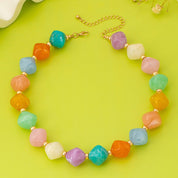 Multicolor Pastel Faceted Bead Necklace