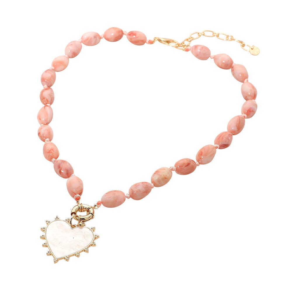 Pearl Heart Pendant  Necklace