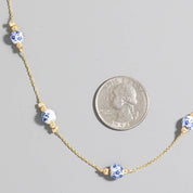 Floral Ceramic Station Beads Chain Necklace