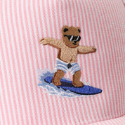 Light Pink Surfing Bear Trucker Hat