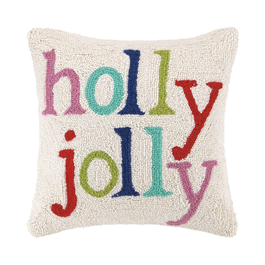 Holly Jolly Multi Color Christmas Hook Pillow