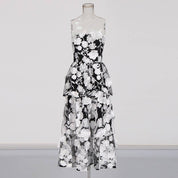 Blue 3D Flower Strapless Dress