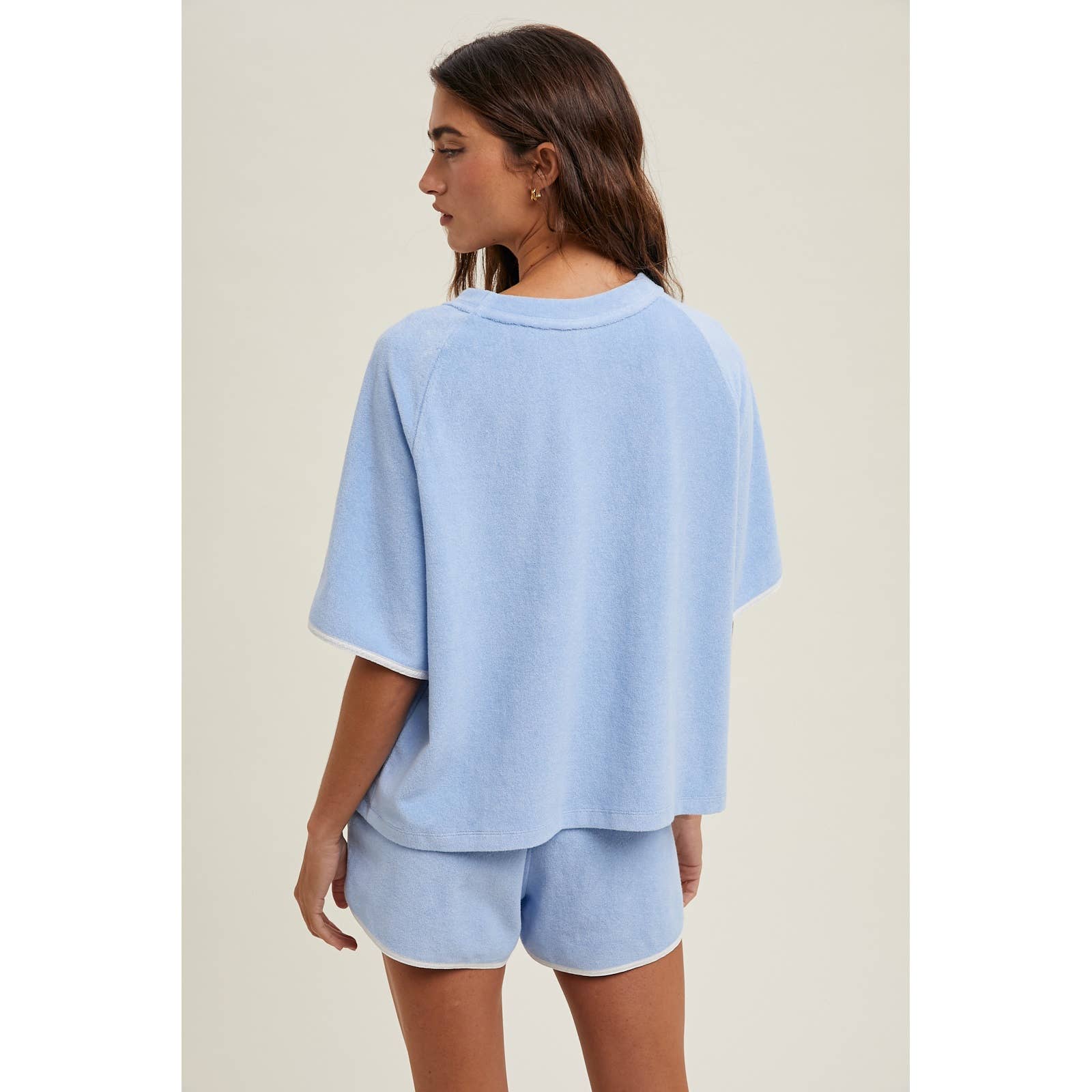 Blue Terry Top & Shorts Set