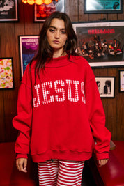 Red Gingham Jesus Mockneck