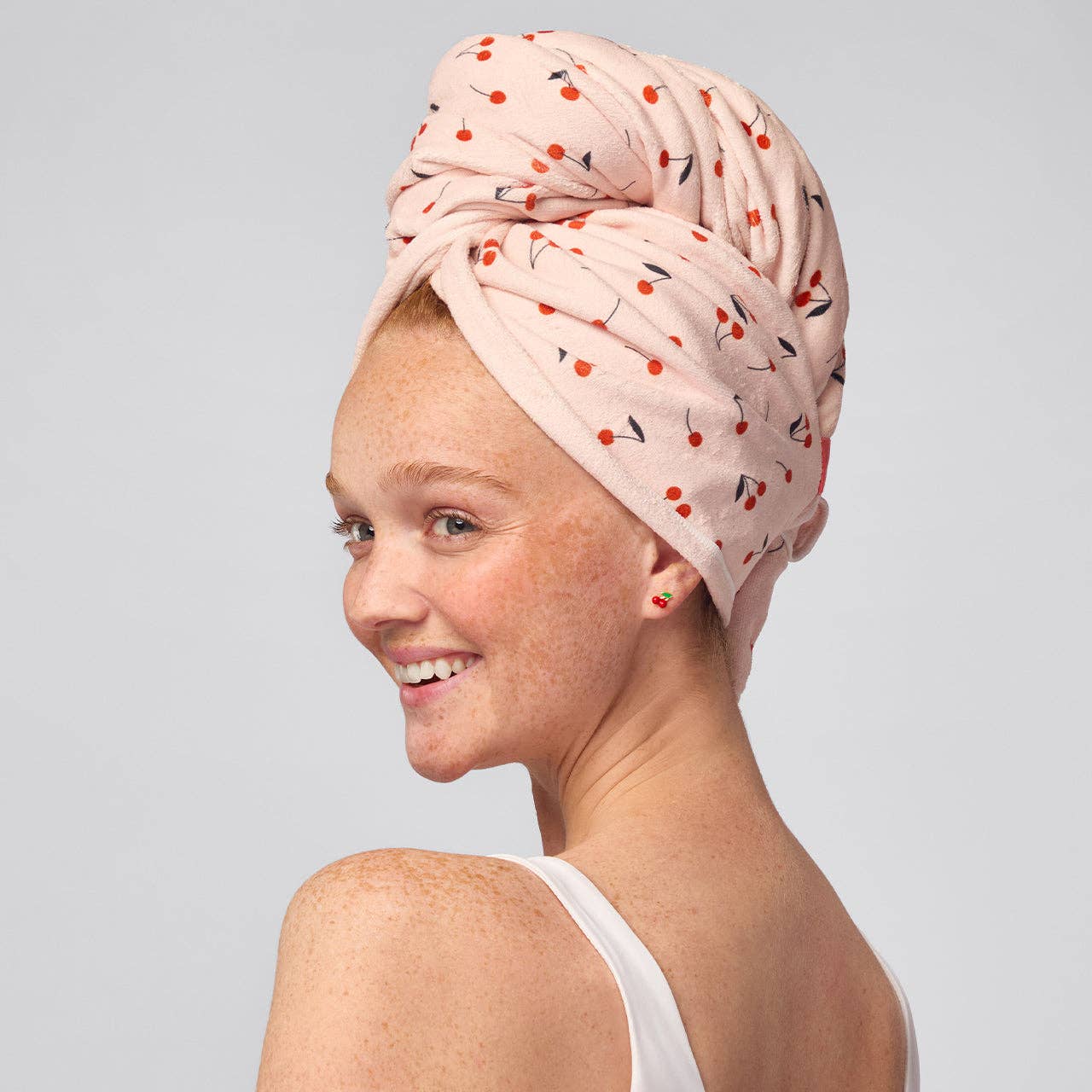 Cherry Print XL Hair Towel Wrap