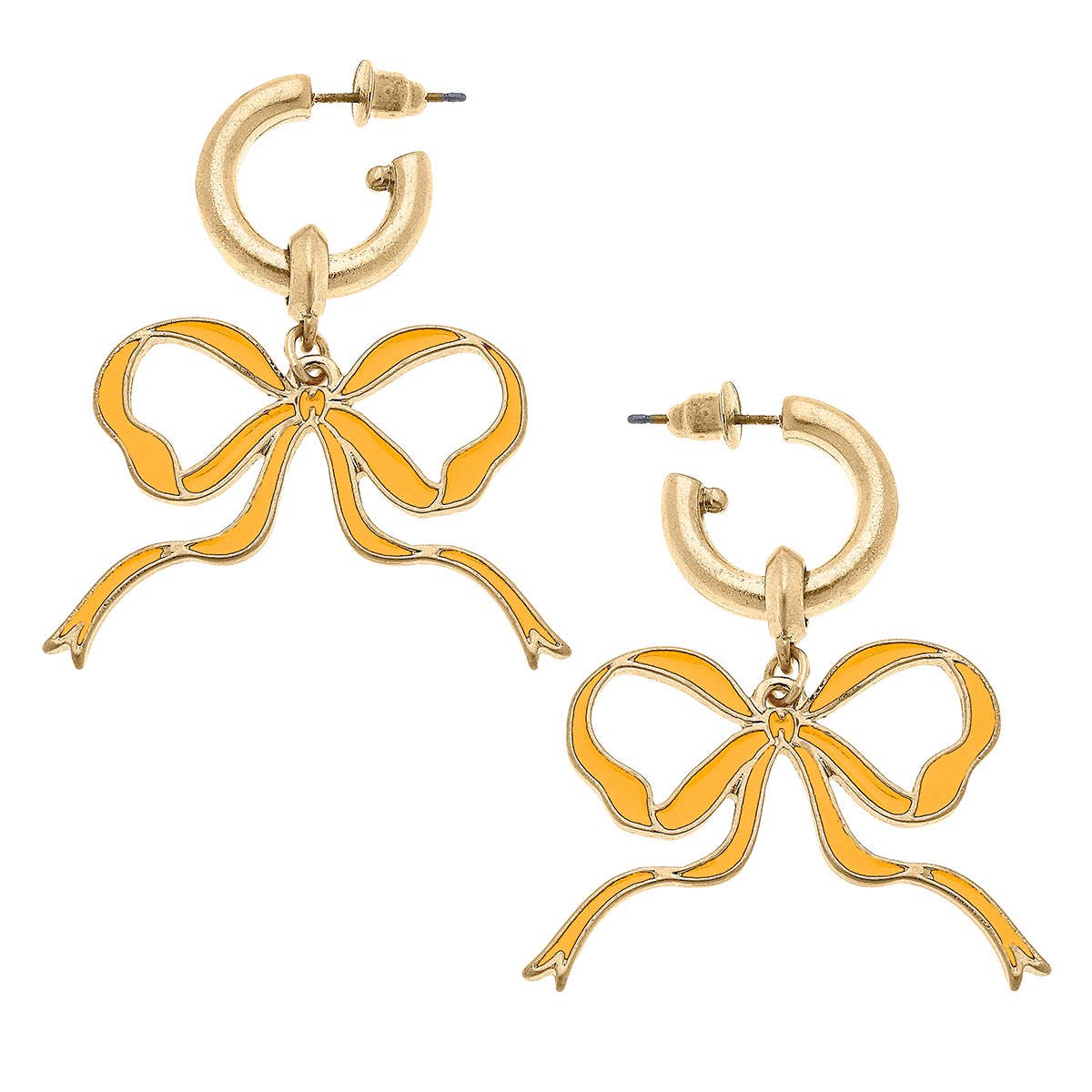 Veronica Game Day Bow Enamel Earrings