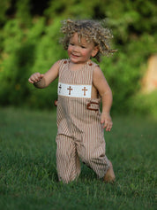 Stripe Smocked Cross Boys' Romper