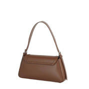 Vegan Leather Push Lock Flap Shoulder Baguette Bag