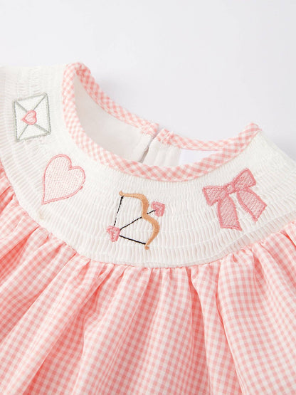 Heart Bow Arrow Smocking Embroidery Girls