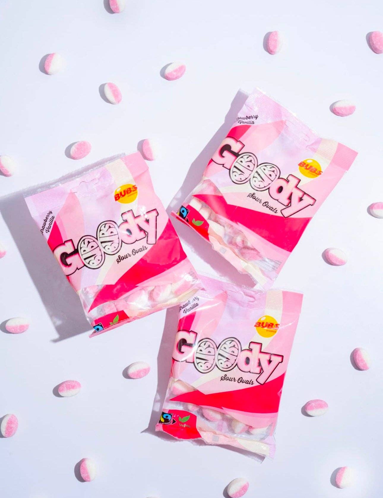 Bubs Sour Strawberry Vanilla Ovals Swedish Candy