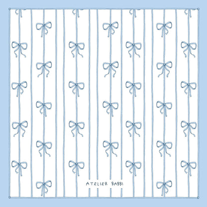 Blue Bow Muslin Baby Blanket