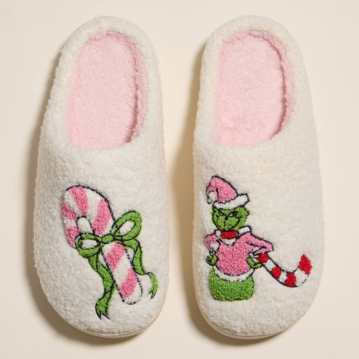 Pink Grinch Holiday Christmas Slippers