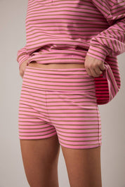 Pink & Brown Striped Shorts