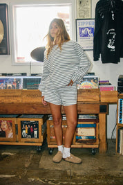 Gray Oversized Striped T-shirt