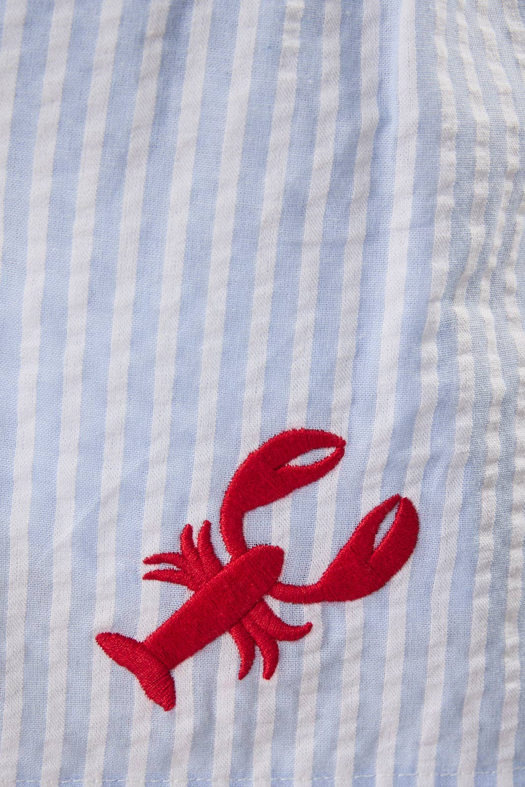 Light Blue & White Stripe Lobster Button Down