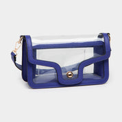Solid Faux Leather Transparent Rectangle Shoulder Bag: Tan
