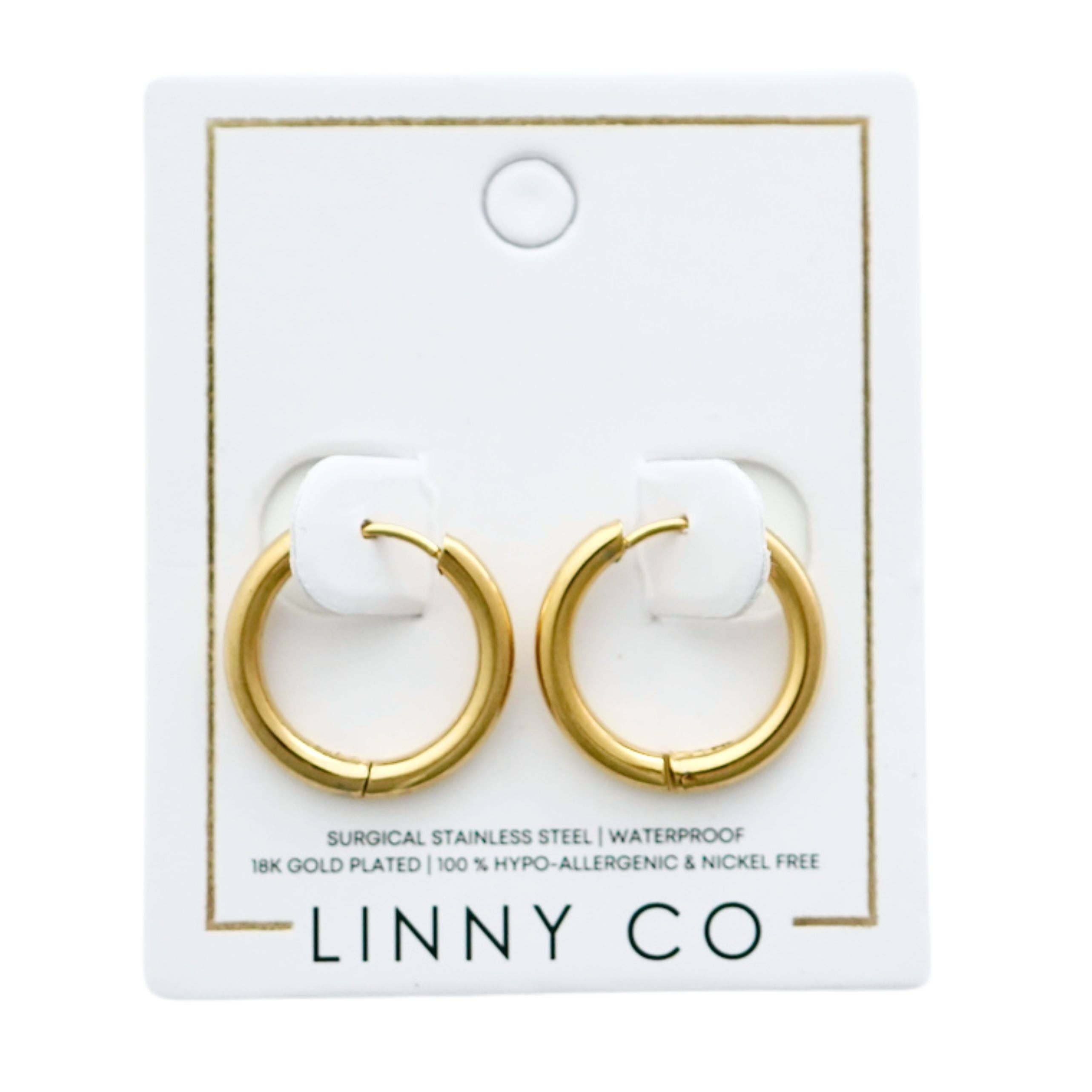 Huggie Earrings  Scarlett Hoop Gold 14mm