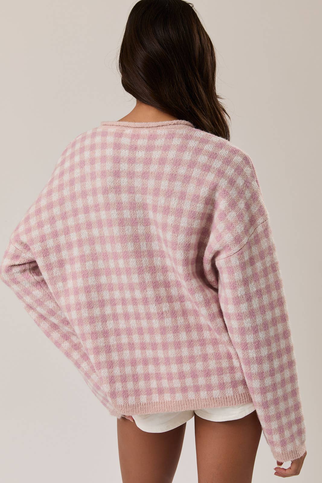Pink Gingham Sweater
