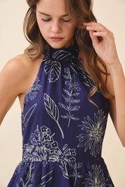 Halter Neck Back Tie Tiered Maxi Dress