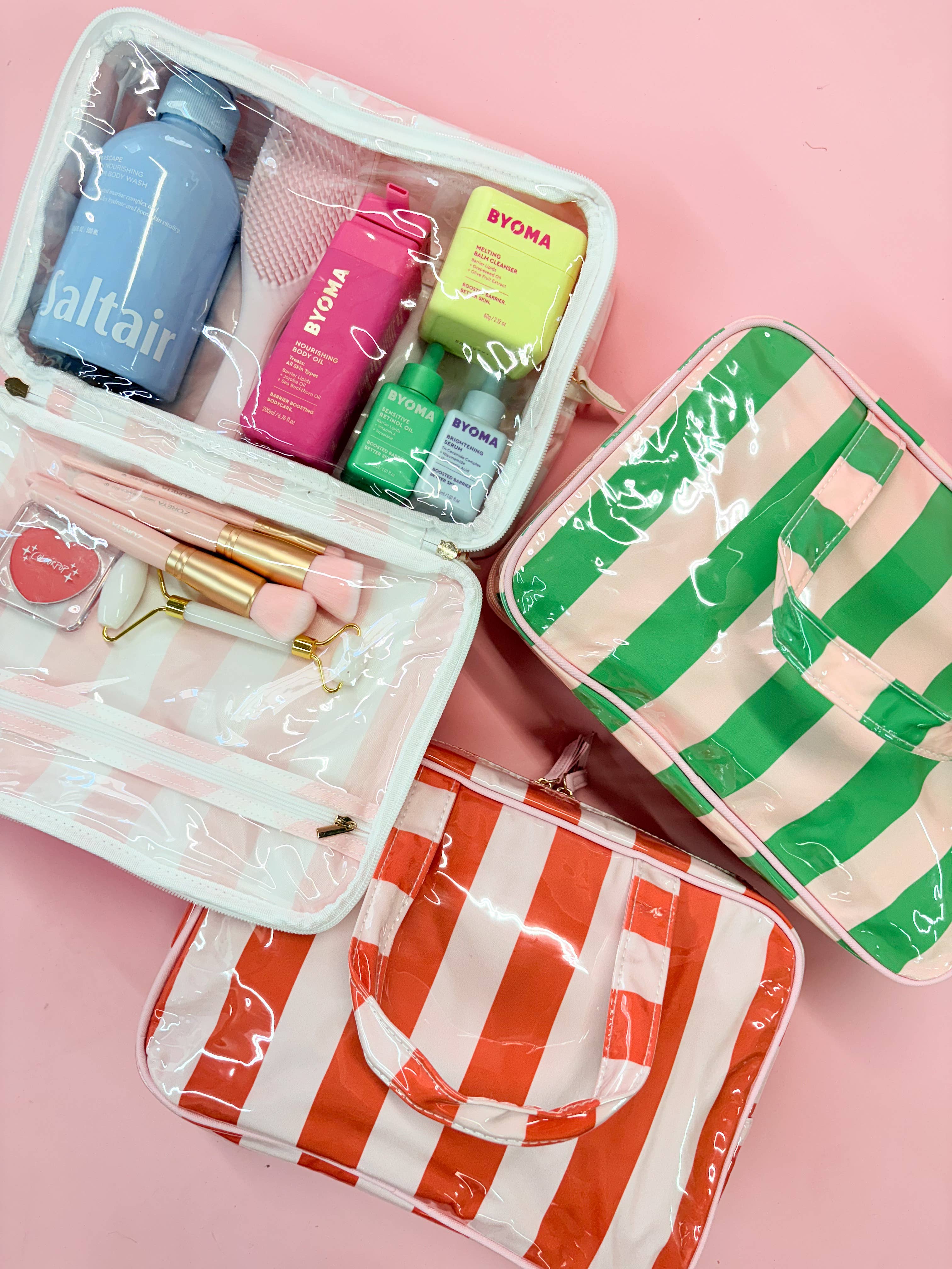 Pink Colorful Stripe Travel Case