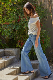 Cream One Shoulder Round Neck Sleeveless Top