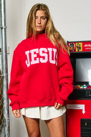 Red & Pink Gingham Jesus Mockneck