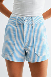 Light Blue Stripe Utility Shorts