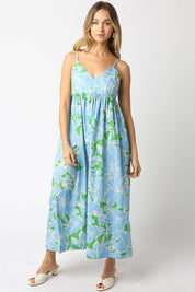 Blue & Green Floral Maxi Dress