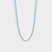 18k Gold Turquoise Rhinestone Tennis Chain Necklace