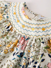 Fall Floral Yellow Bow Baby Romper