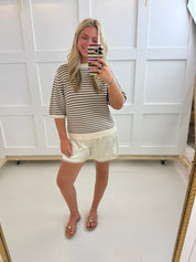 Brown & Cream Stripe Short Sweater
