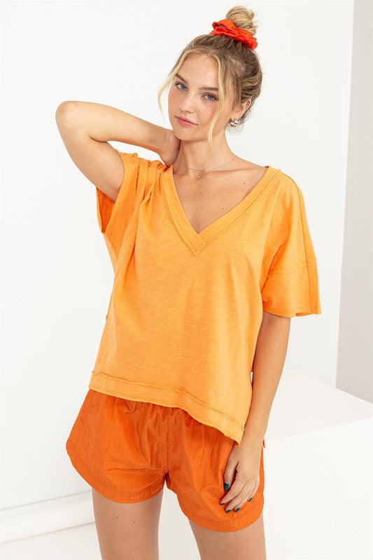 Zoe Orange Oversized Tee- RTS