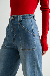 Patch Pocket Wide Leg Flare