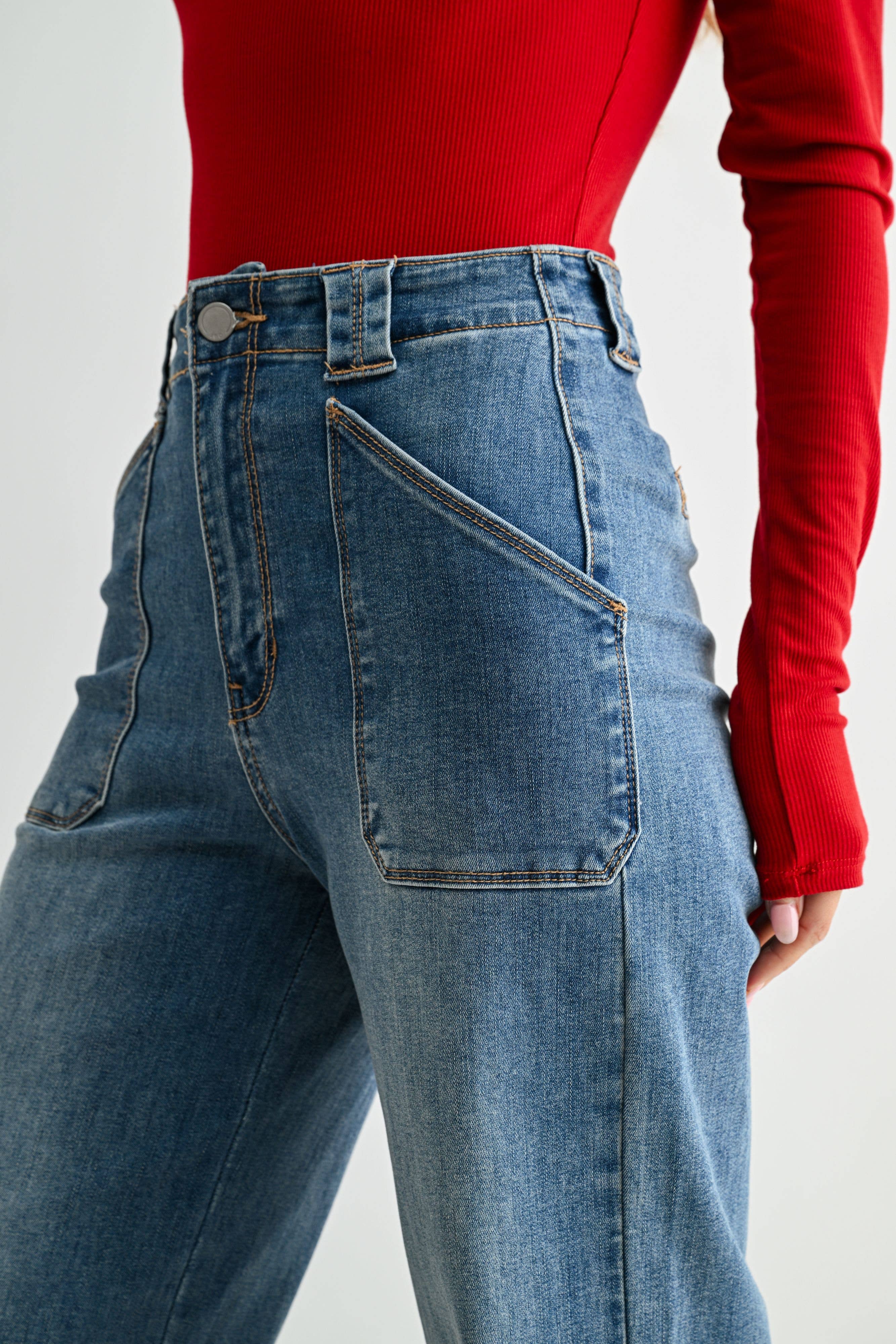 Patch Pocket Wide Leg Flare