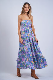 Blooming Floral Open Back Maxi Dress