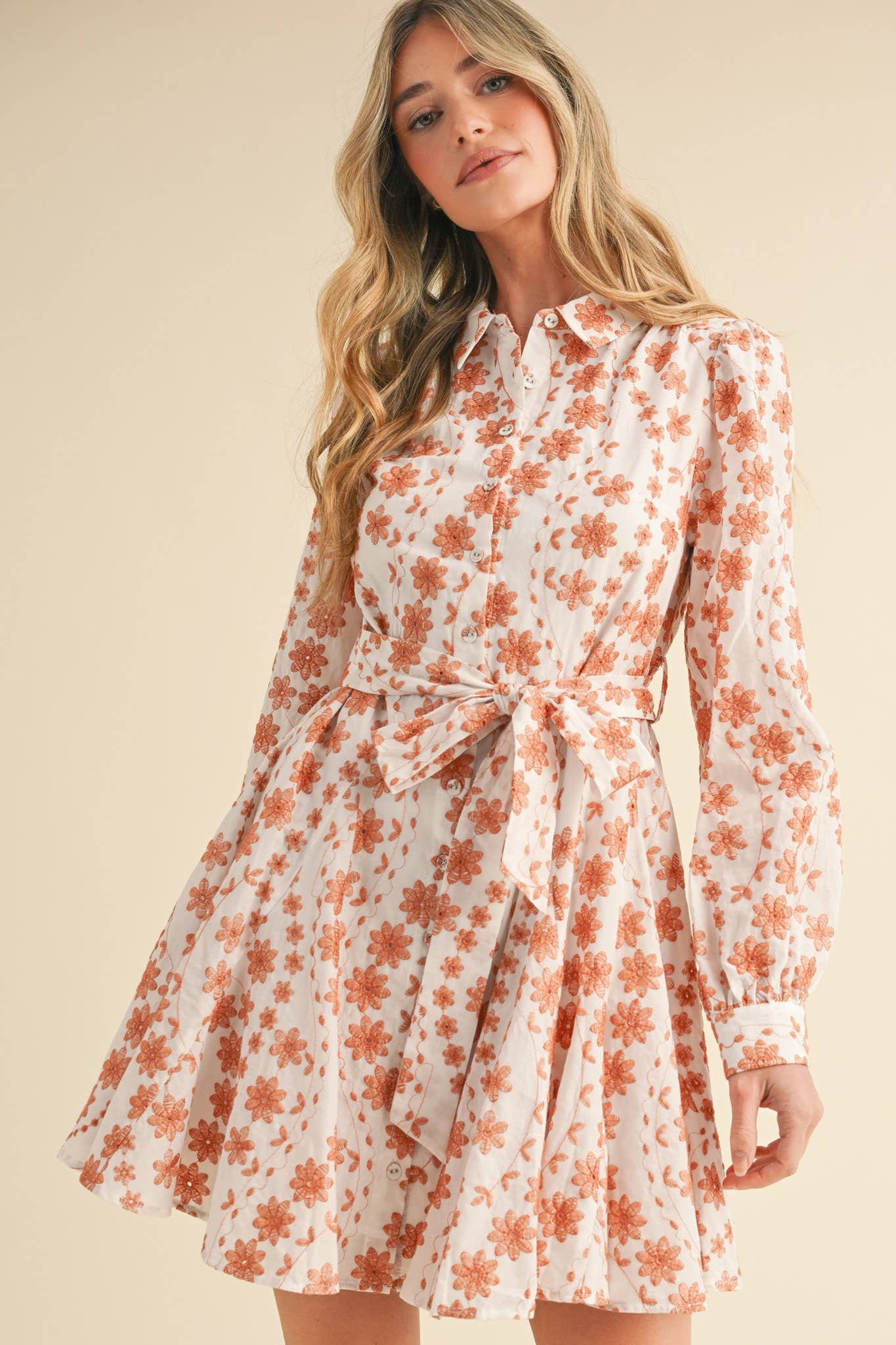 Floral Embrodiered Mini Dress