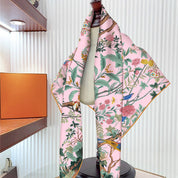 Pink Jungle Birds Twill Silk Sun Scarf in 100% Polyester