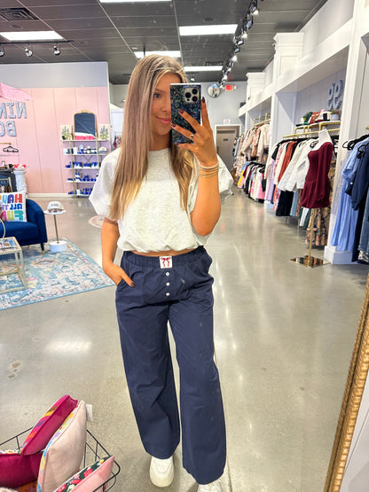 Navy Bow Detail Pants