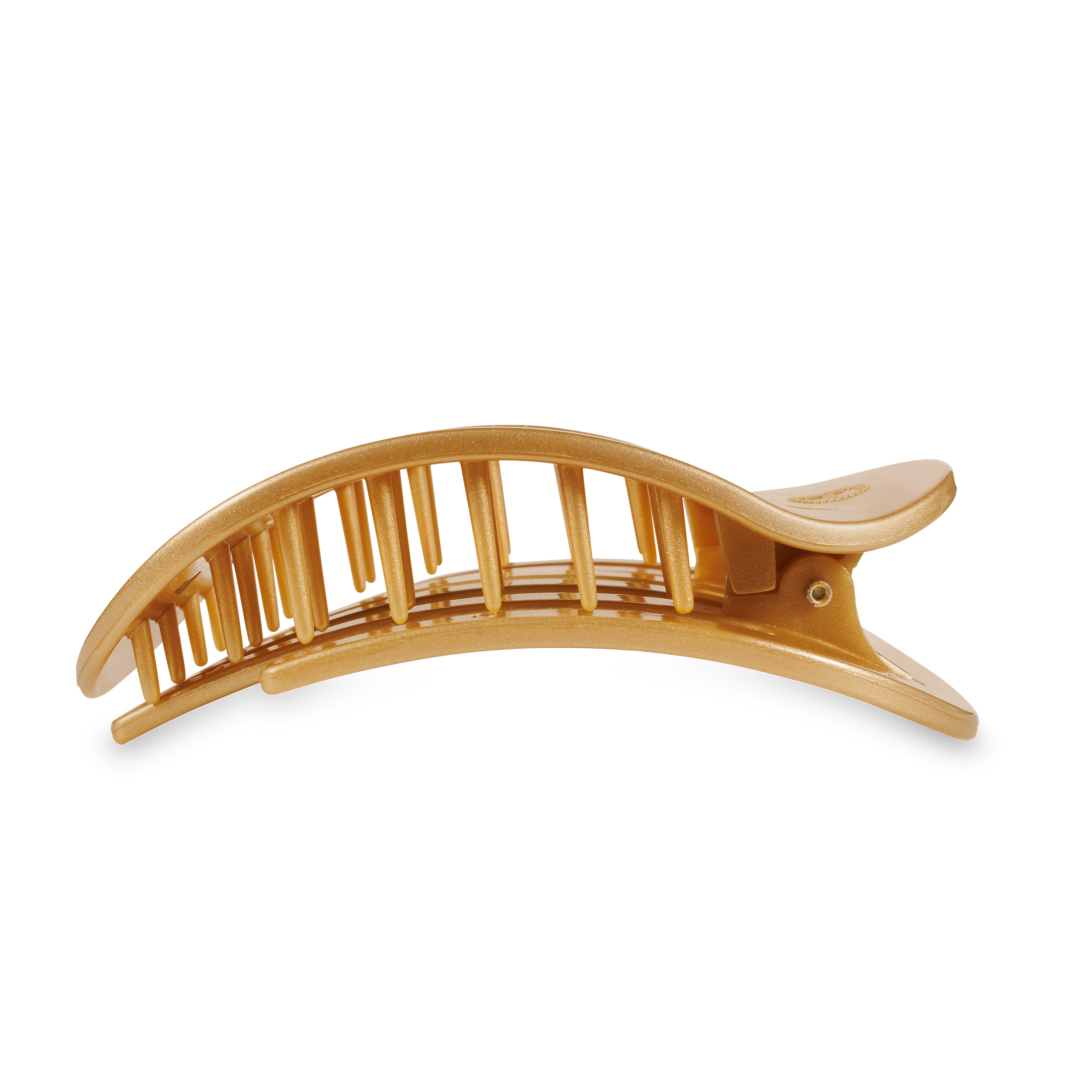 Flat Round Hair Clip | Large | Champagne Toast showing bendable teeth for a secure yet gentle hold