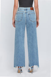 Medium Wash Frayed Stretch Dad Jean