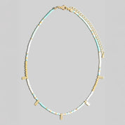 Rectangle Station Charms Seed Beaded Necklace